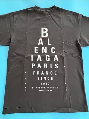 Balenciaga Paris France Since 1917 Distressed Black T-Shirt Size 1